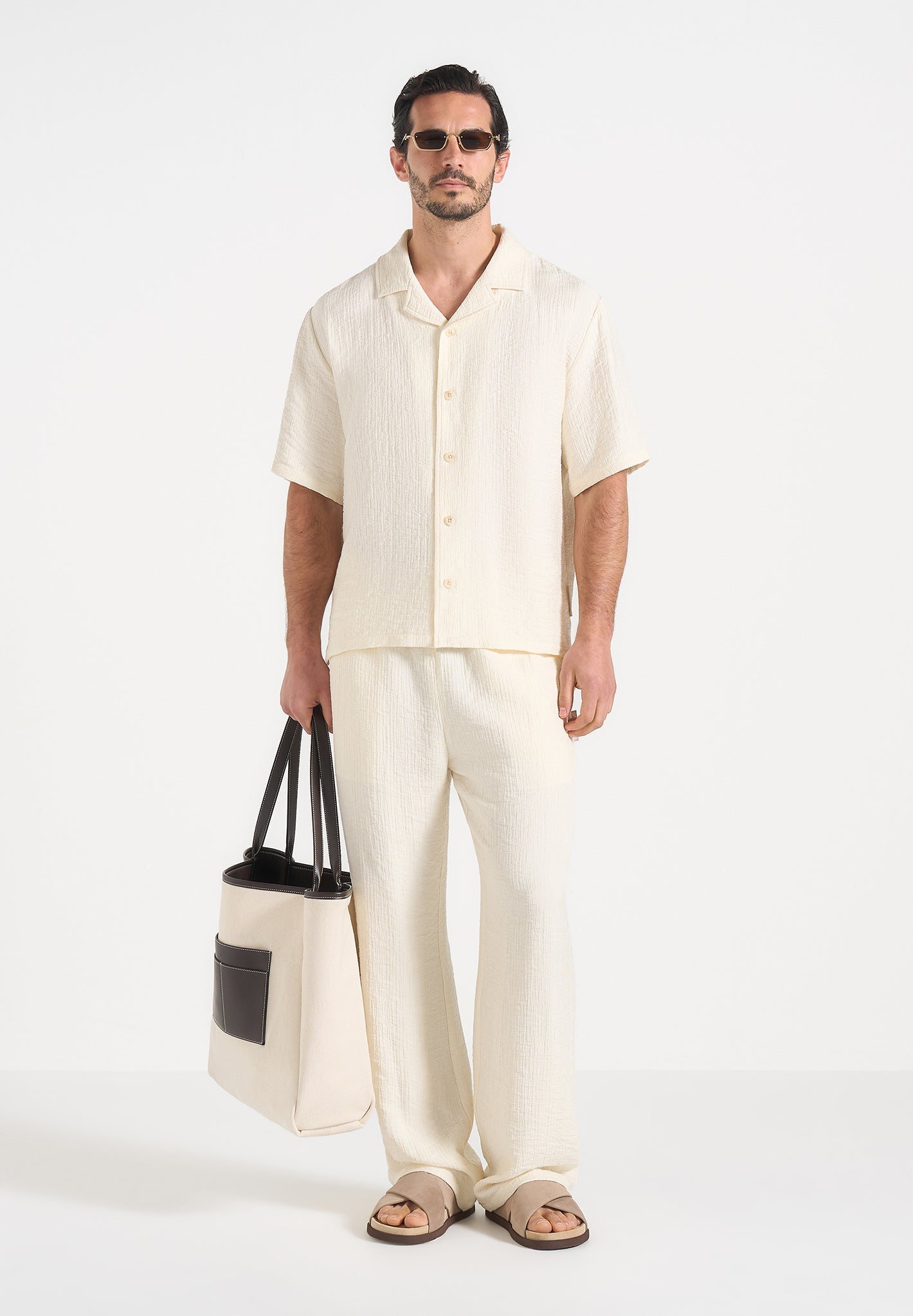 Harley - Unisex Textured Revere Shirt - Cream