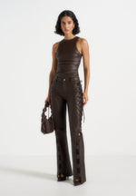 ambre-leather-lace-up-flared-trousers-brown