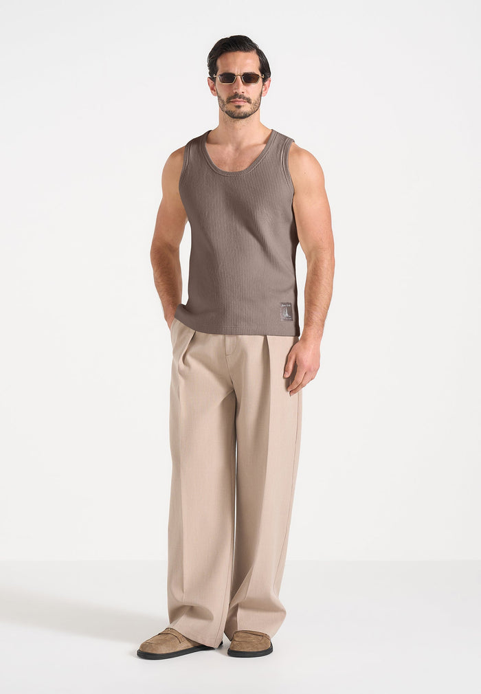 VS001 - Ribbed Cotton Tank Top - Mushroom