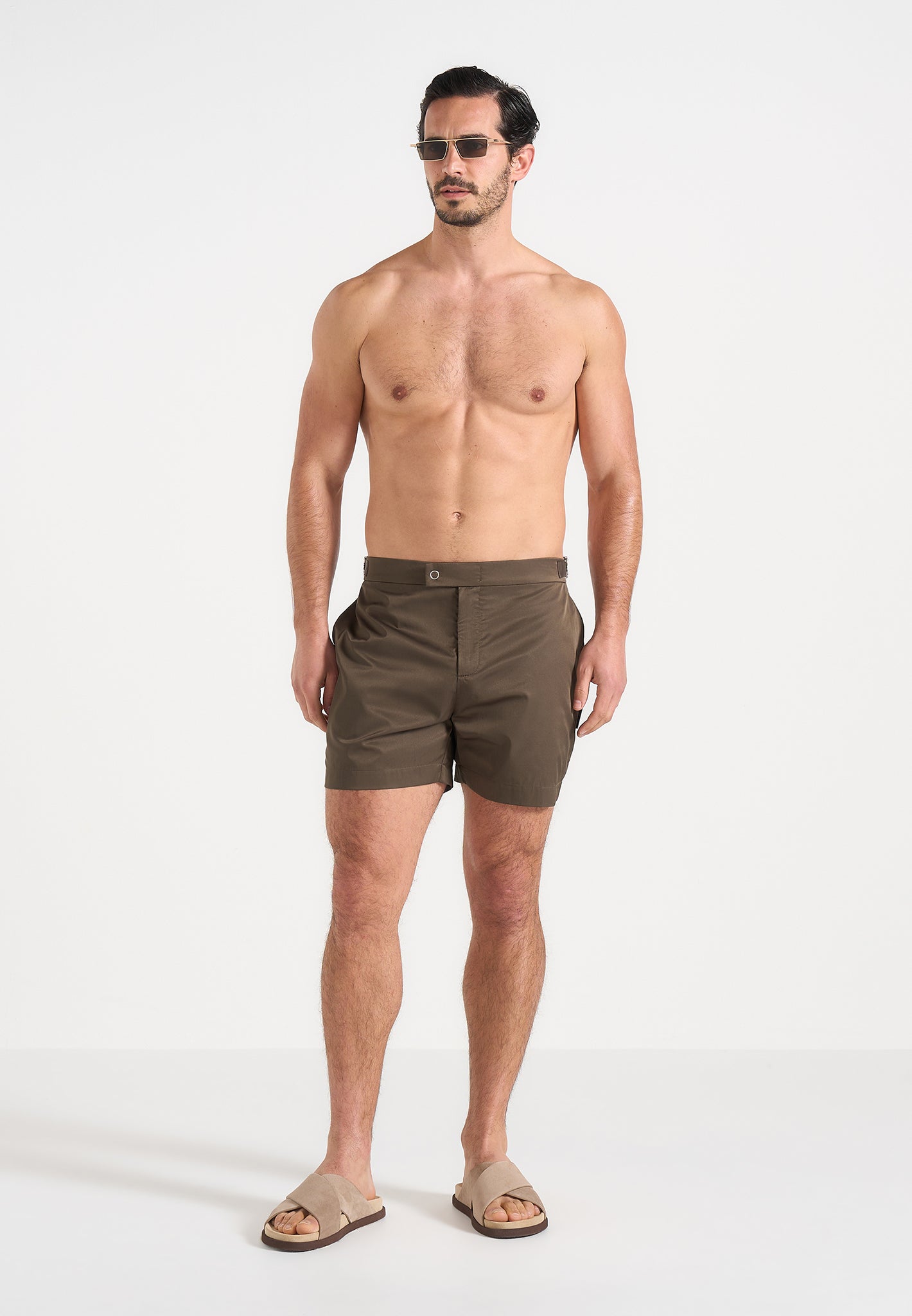 Brian - Polished Nylon Swim Shorts - Olive 