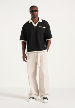 brice-boxy-crochet-detail-polo-shirt-black