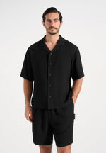 Harley - Unisex Textured Revere Shirt - Black