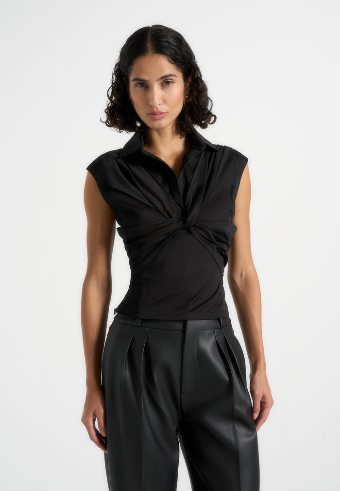 yvette-twist-front-sleeveless-shirt-black