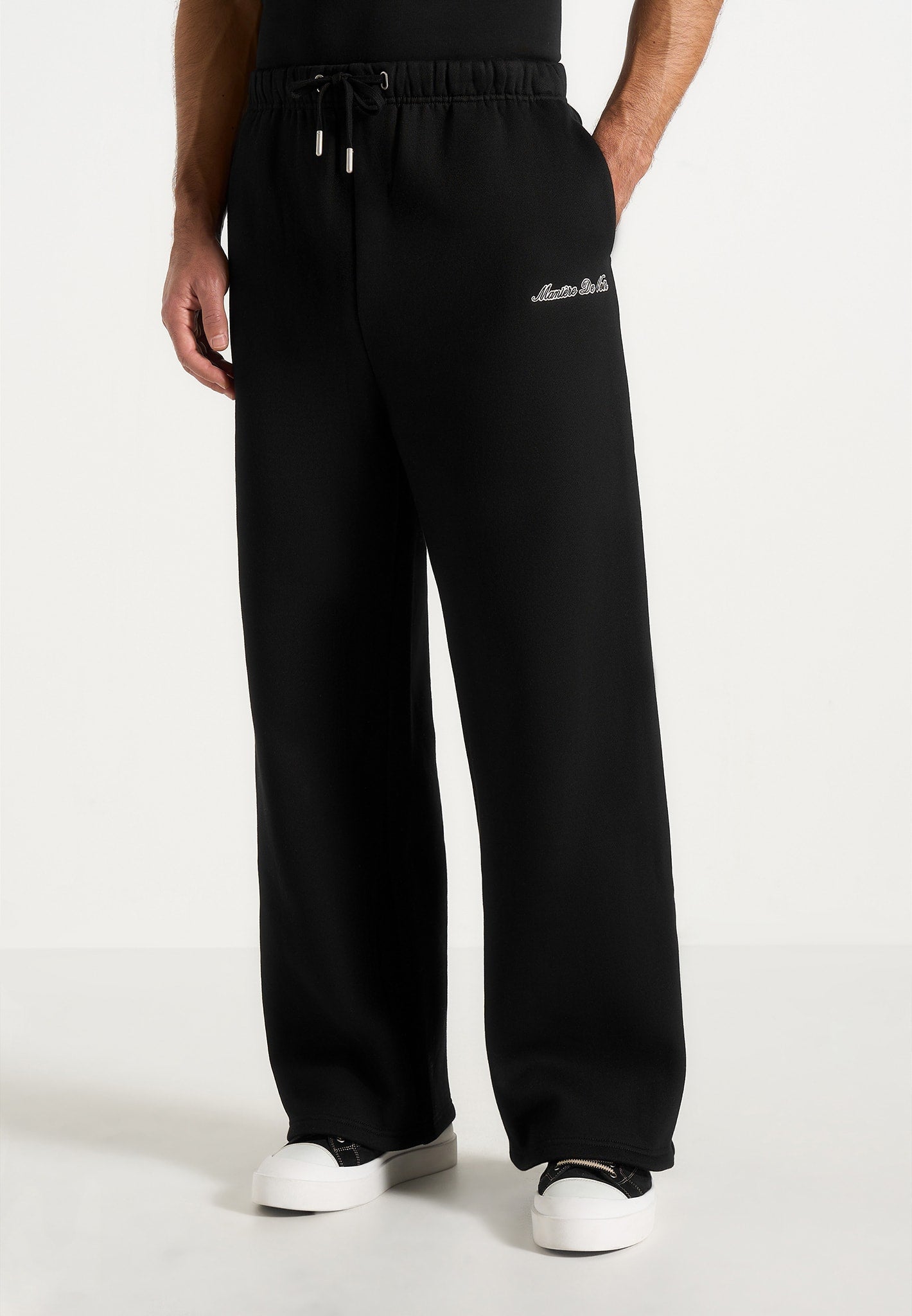 JS003 - Unisex Signature Wide Leg Joggers - Black