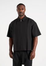 Aven - Boxy Shirt With Crease - Black