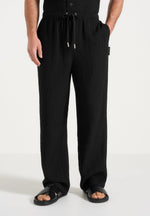Addison - Unisex Textured Relaxed Fit Pants - Black