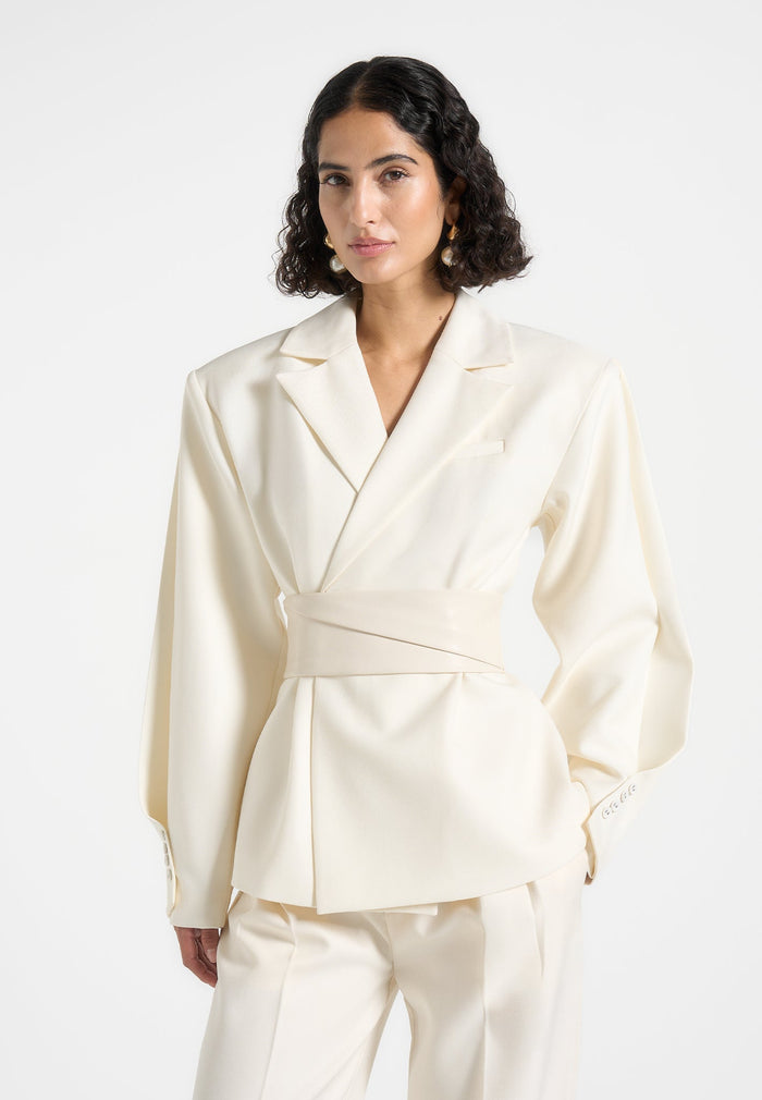 marie-twist-sleeve-tailored-blazer-with-belt-off-white