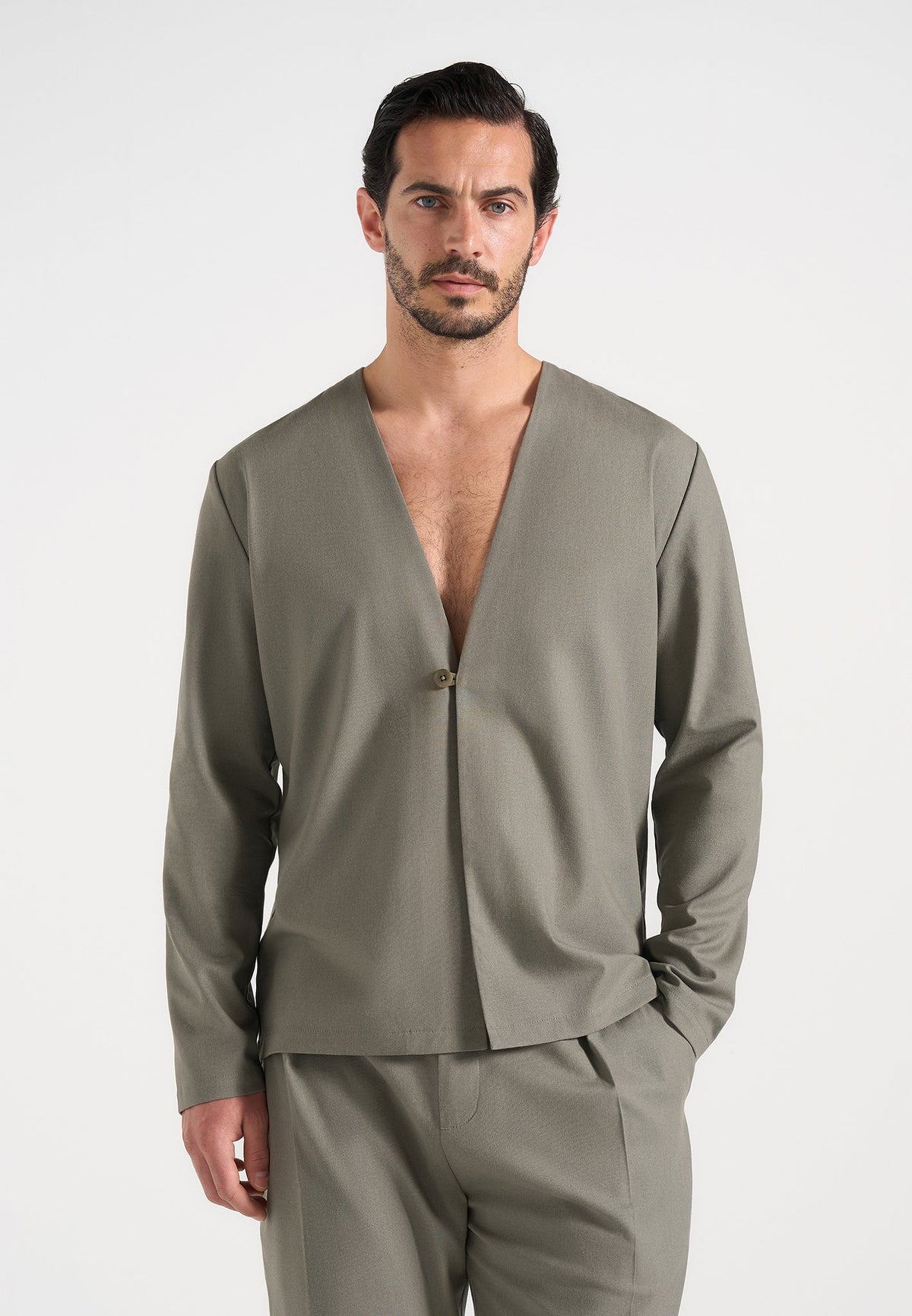 Axel - Minimal Kimono Shirt - Khaki