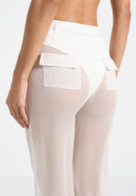 Sheer Belted Trousers - White