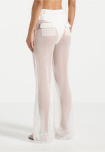Sheer Belted Trousers - White
