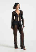 Sheer Belted Pants - Black