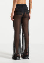 Sheer Belted Pants - Black