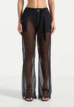 Sheer Belted Pants - Black