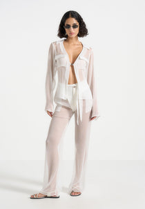 Sheer Shirt with Clasp - White