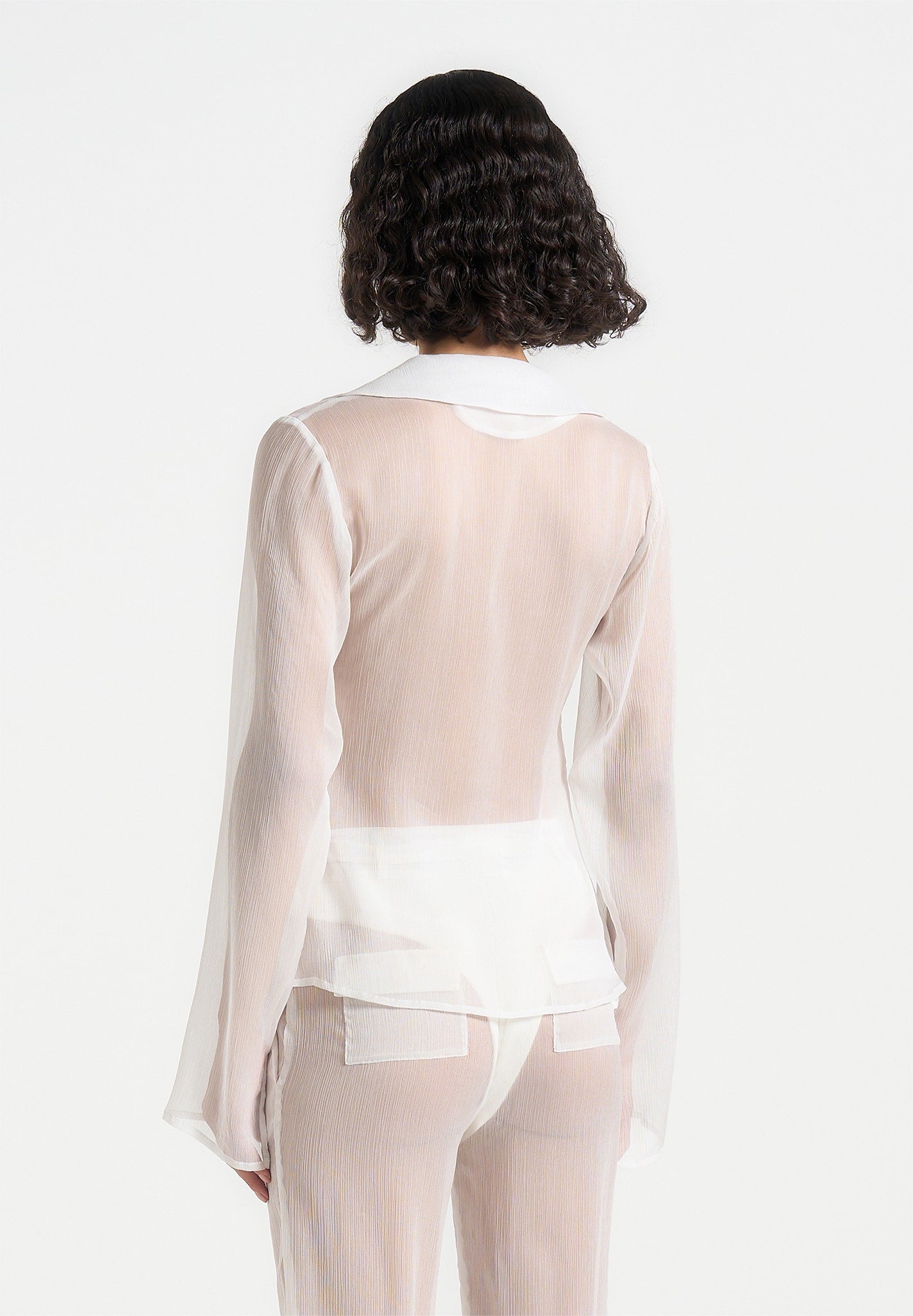 Sheer Shirt with Clasp - White