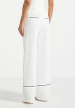 Mina - Contrast Piped Pleated Trousers - White/Black