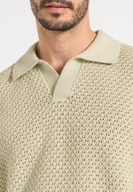 Conrad - Open Knit Polo Shirt - Sage