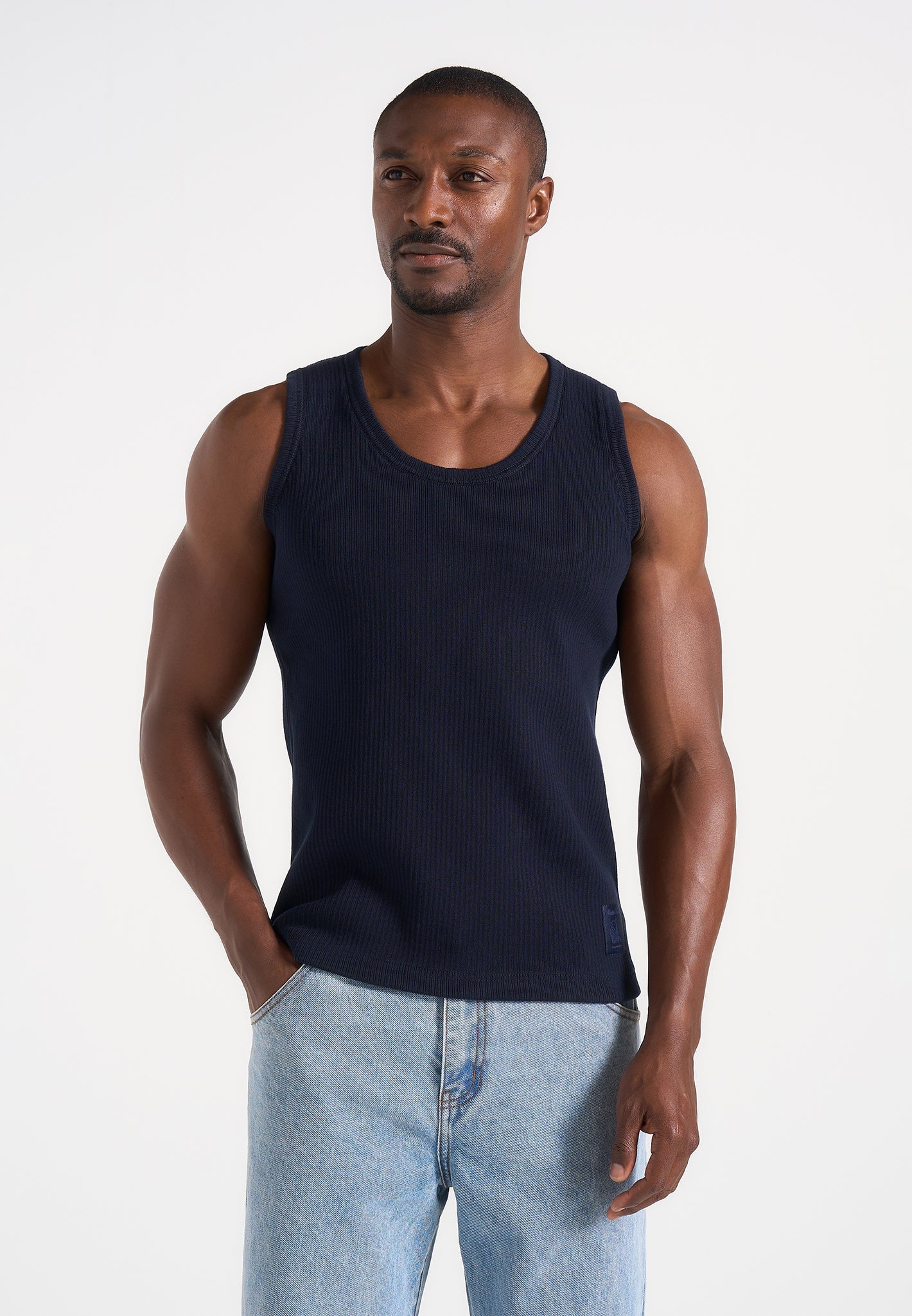 VS001 - Ribbed Cotton Tank Top - Navy 