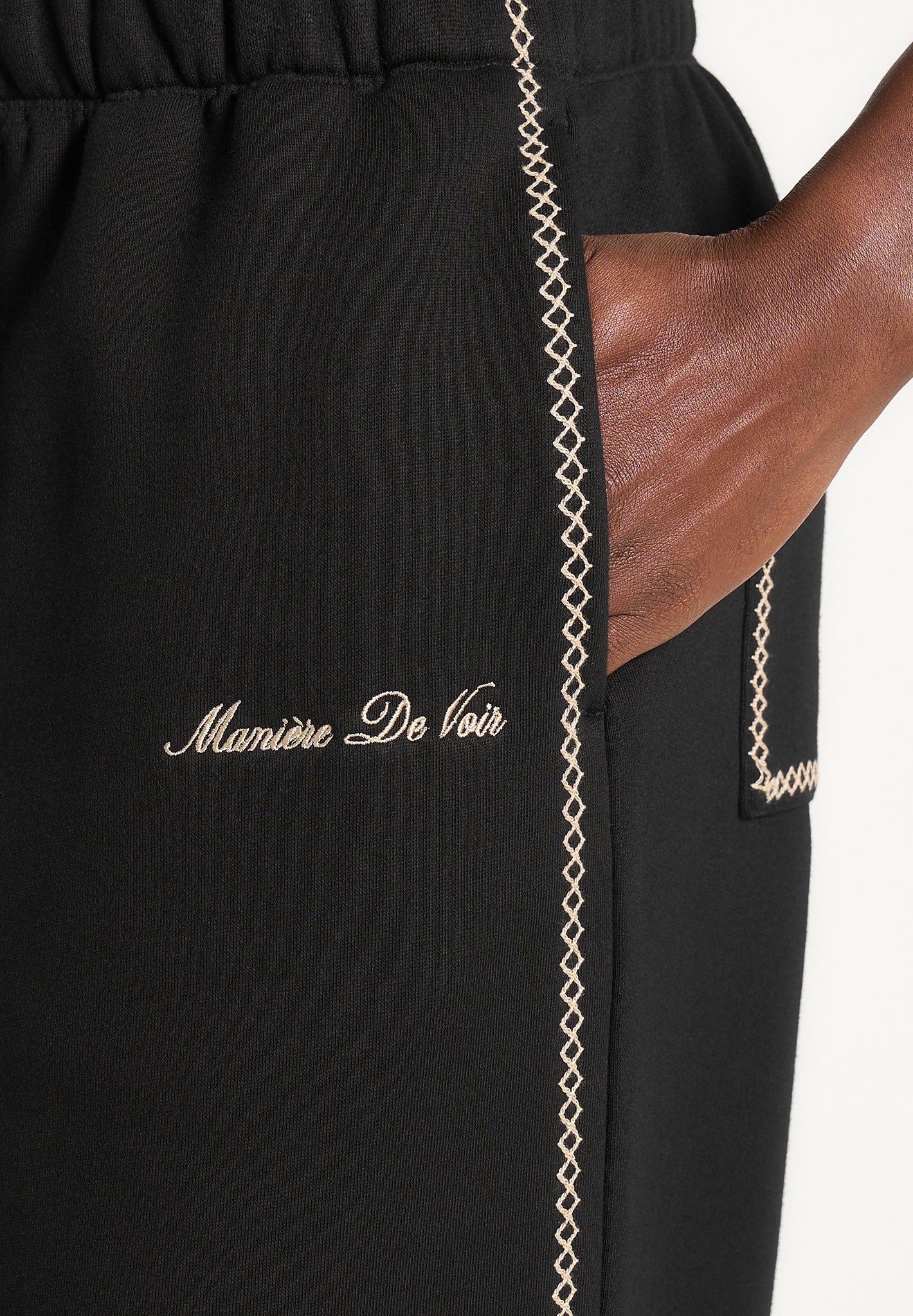 Morgan - Unisex Whipstitch Regular Joggers - Black