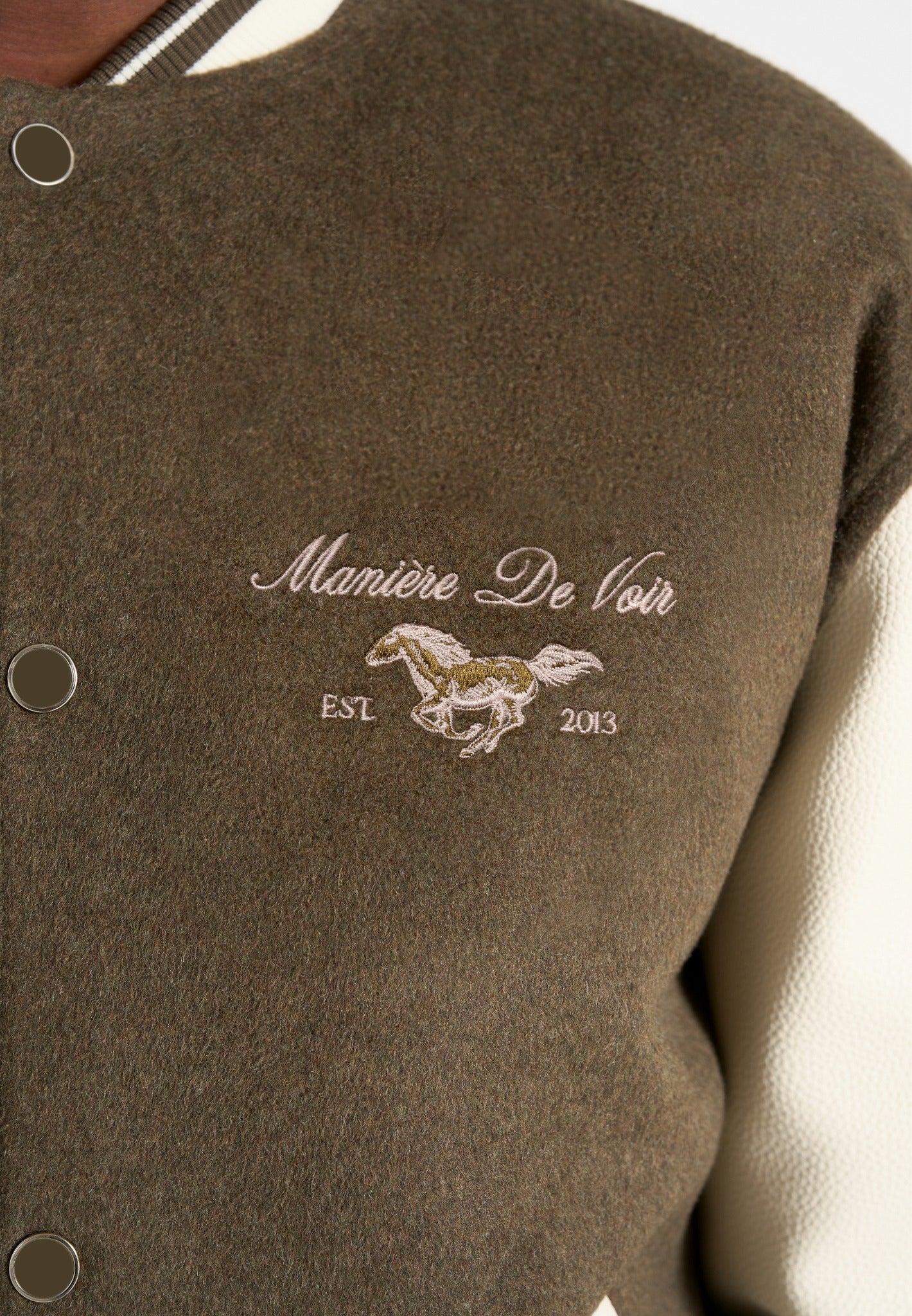 Equestrian Wool-Blend Varsity Jacket - Olive