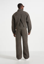 Damien - Boucle Denim Jacket With Back Pleat - Brown