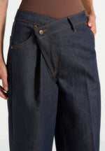 Astrid - Wrapover Denim Wide Leg Jeans - Indigo