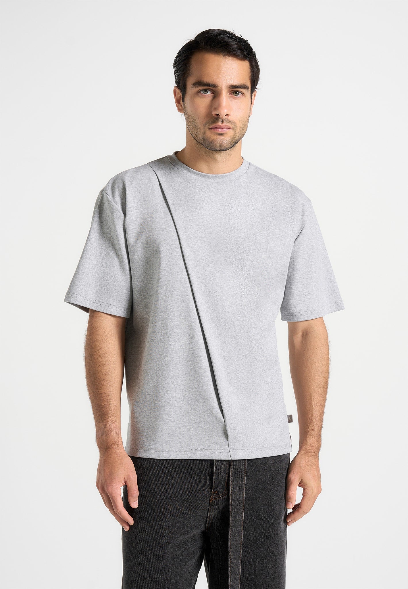 Hugo - Relaxed Fit T-Shirt With Pleat - Grey 