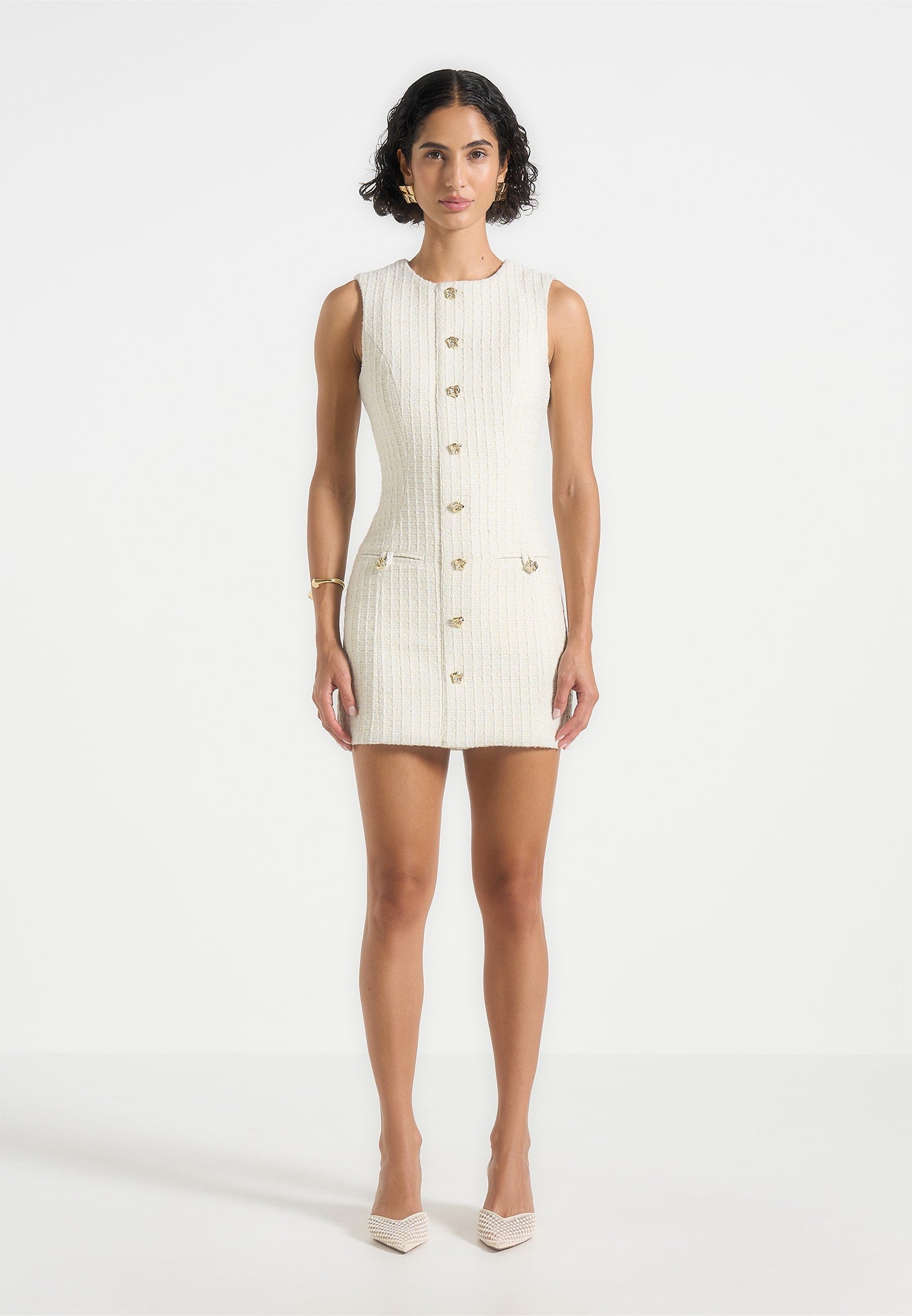 Nadine - Tweed Mini Dress - Cream