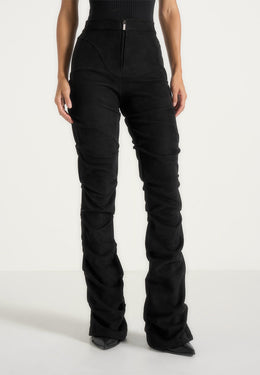 caroline-tacked-suede-fit-and-flare-pants-black