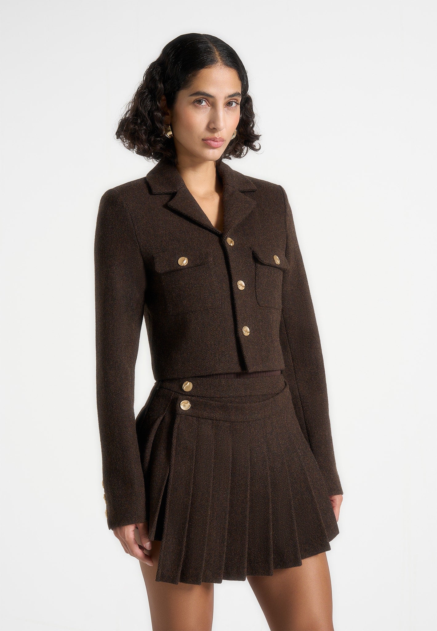 Daphina - Tailored Wool Jacket - Brown 