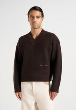 remi-v-neck-signature-knit-jumper-brown