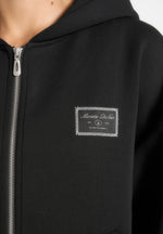 Ray - Unisex Neoprene Cropped Zip Hoodie - Black