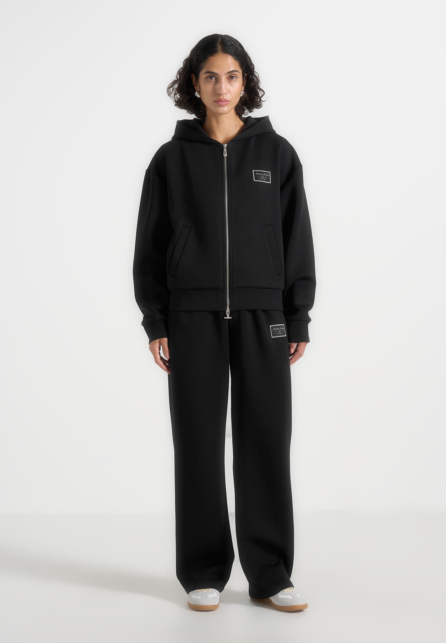 Ray - Unisex Neoprene Cropped Zip Hoodie - Black