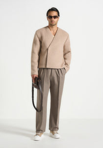 Loris - Kimono Minimal Wool Jacket - Beige