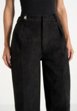 solene-suede-wide-leg-pleated-trousers-black