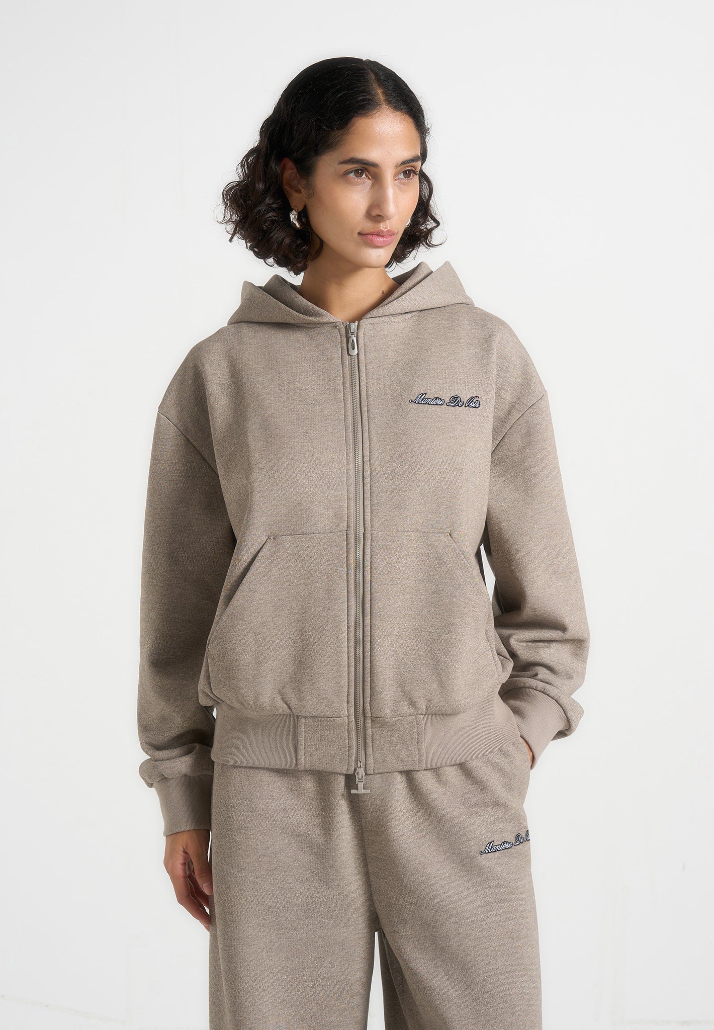 JS002 - Unisex Signature Relaxed Fit Zip Hoodie - Taupe