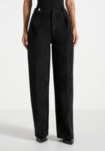 solene-suede-wide-leg-pleated-trousers-black