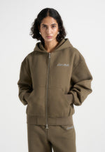 Zia - Unisex Signature Relaxed Fit Zip Hoodie - Olive