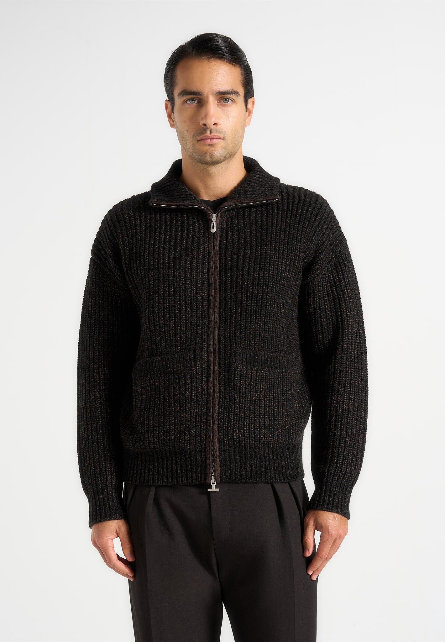 jamie-unisex-speckled-wool-zip-through-jacket-black