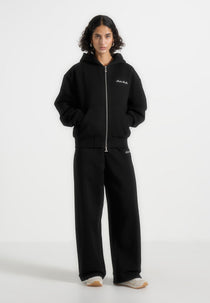 JS002 - Unisex Signature Relaxed Fit Zip Hoodie - Black
