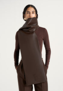 Melia - Reversible Leather & Suede Scarf - Brown