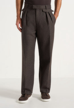 pierre-twin-pleat-melange-tailored-pants-brown