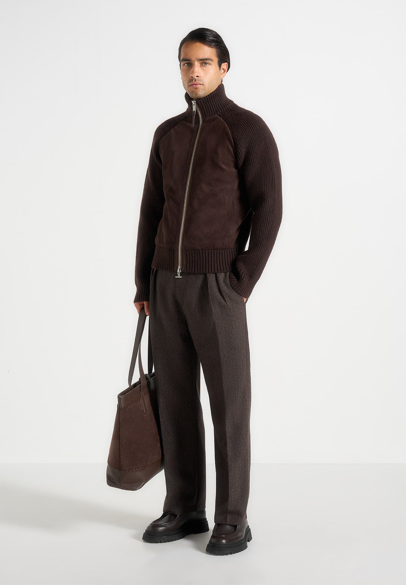 pierre-relaxed-fit-melange-pleated-tailored-trousers-brown