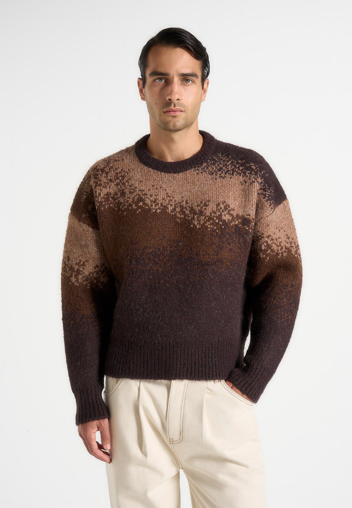 Yani - Ombre Wool Crewneck Sweater - Brown