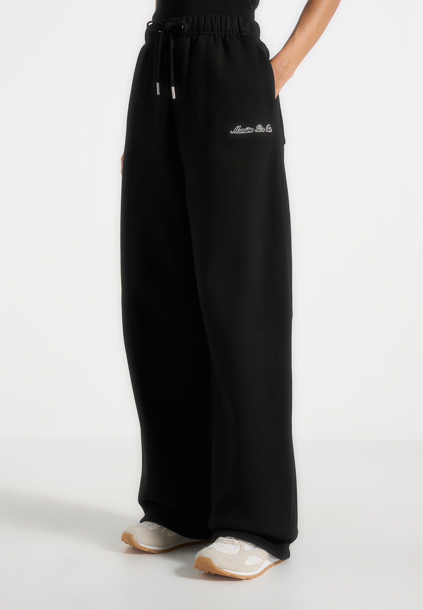 JS003 - Unisex Signature Wide Leg Joggers - Black