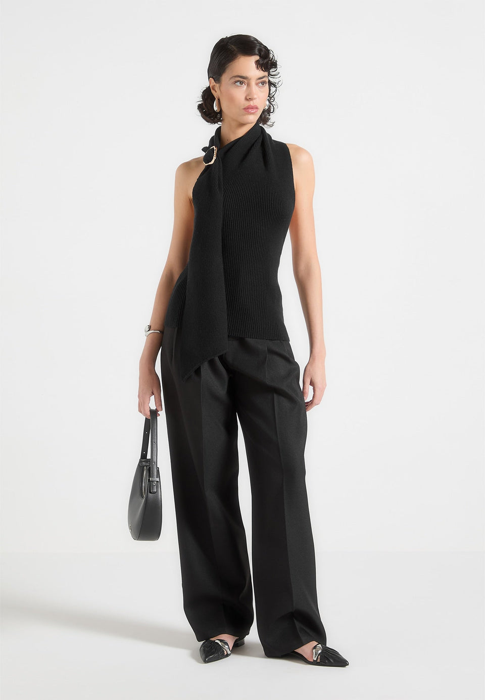 elodie-knitted-draped-halterneck-top-black