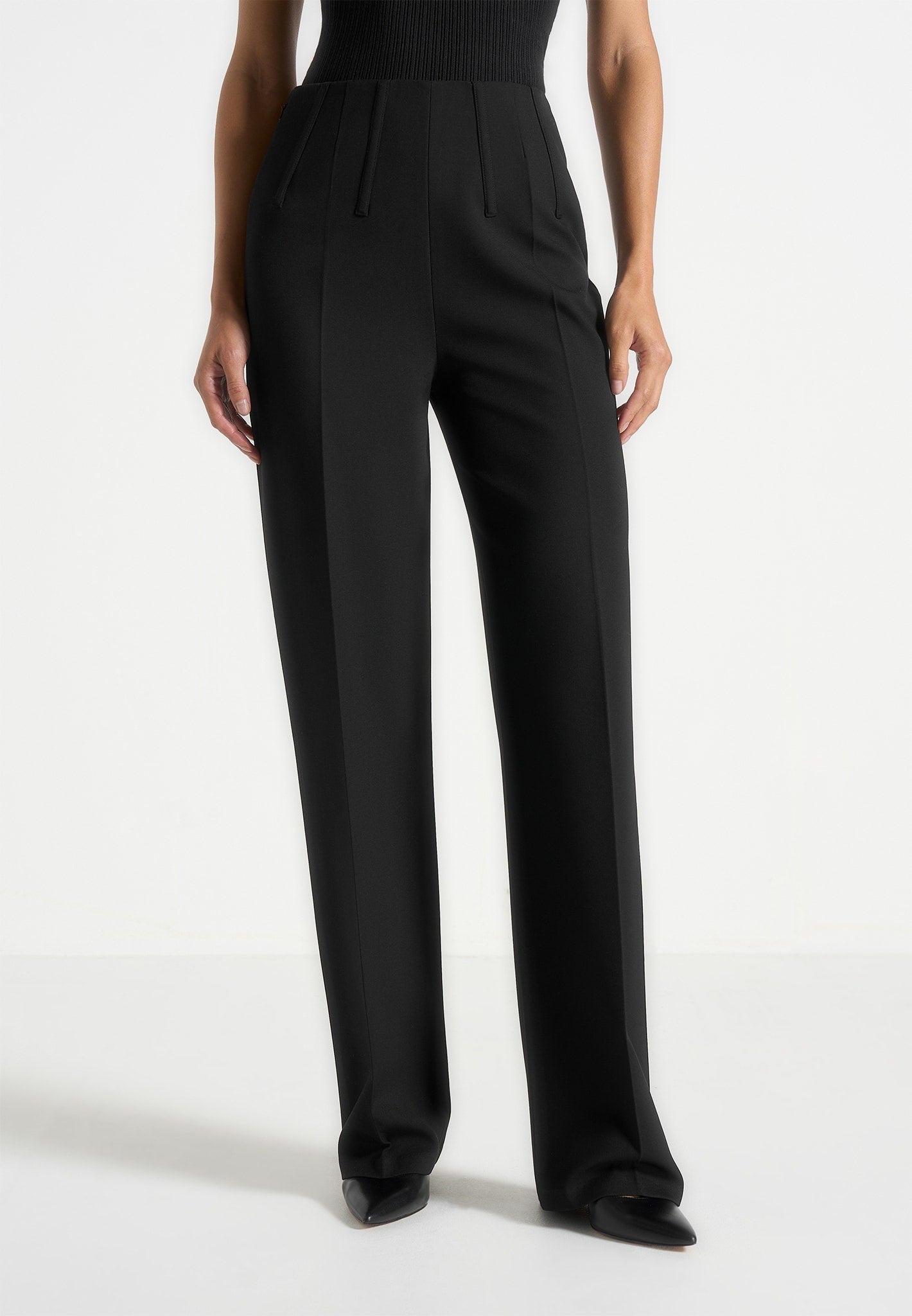Rafaela - Corset Waist Tailored Trousers - Black 