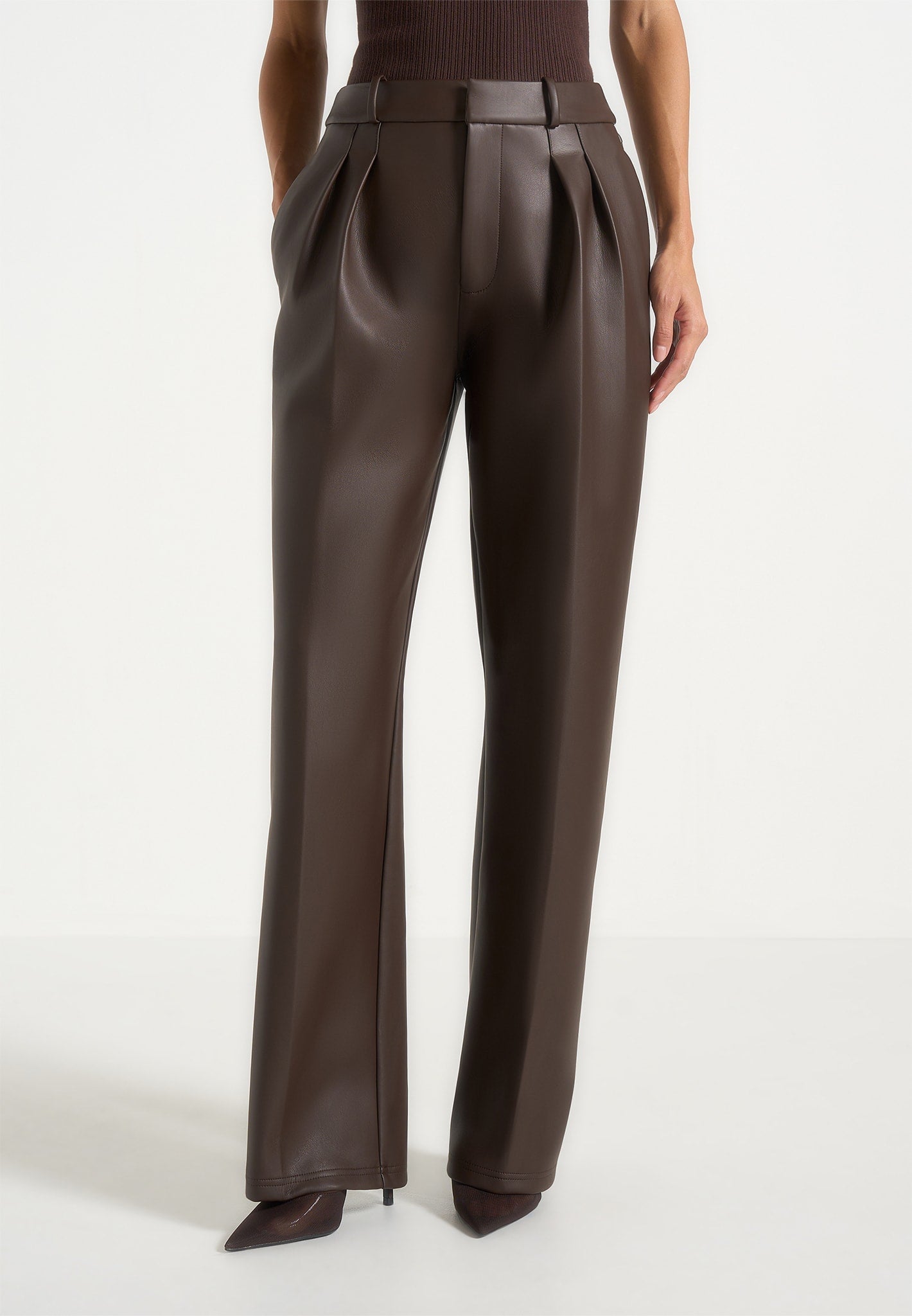julie-leather-twin-pleat-trousers-brown