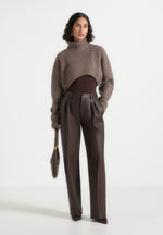 julie-leather-twin-pleat-trousers-brown