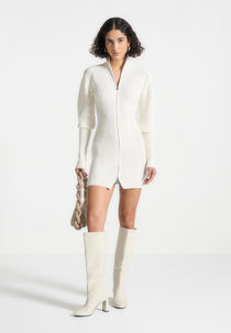 Chunky Knit Contour Jumper Dress - Off White
